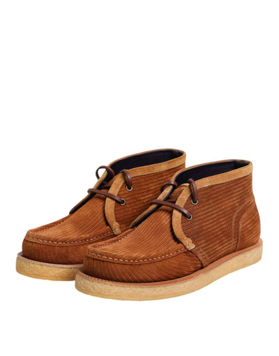 Dolce & Gabbana Braun Wildleder Nubukleder Desert Stiefeletten Schuhe
