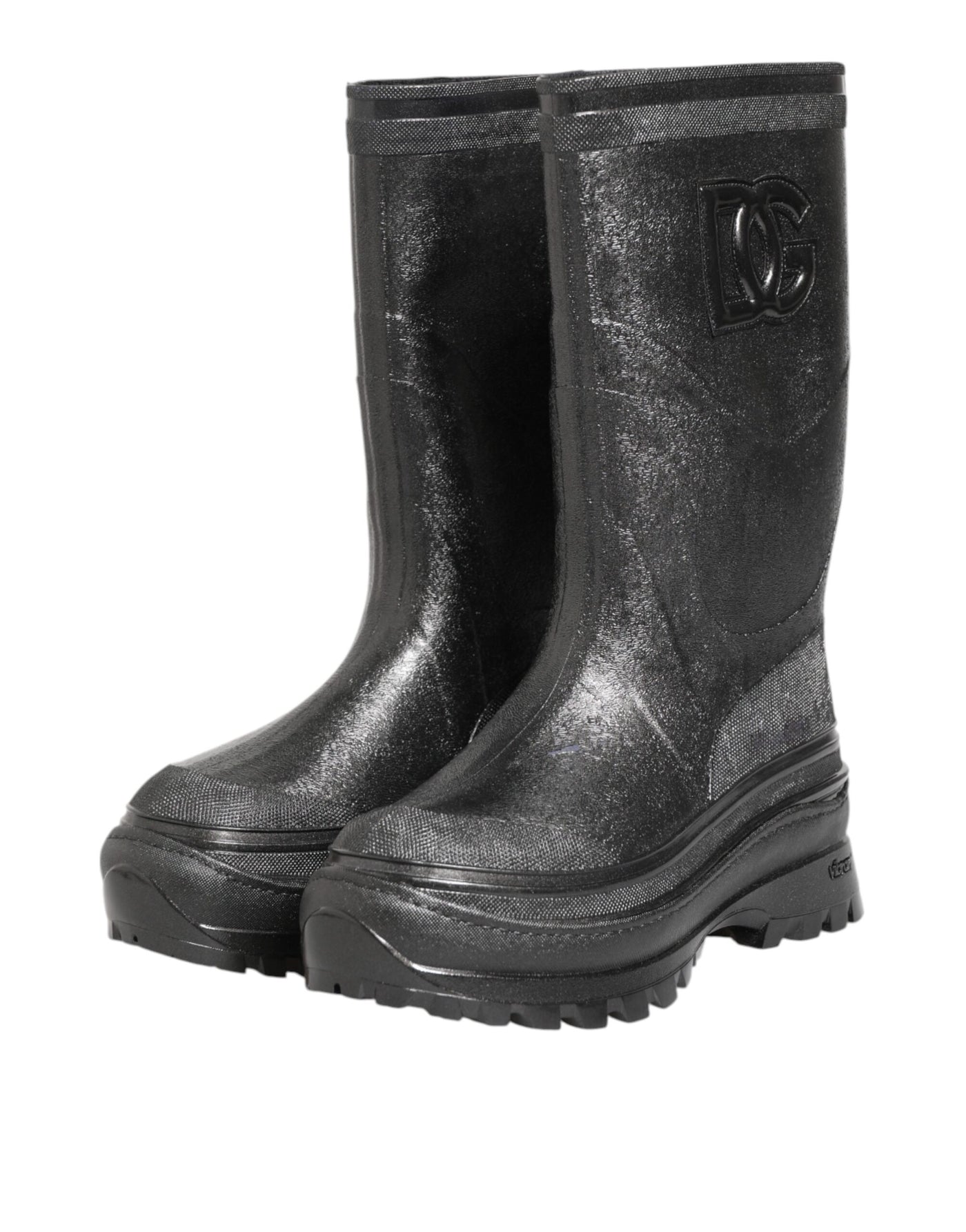 Dolce & Gabbana Metallisch Graue Pull On Regenstiefel Schuhe
