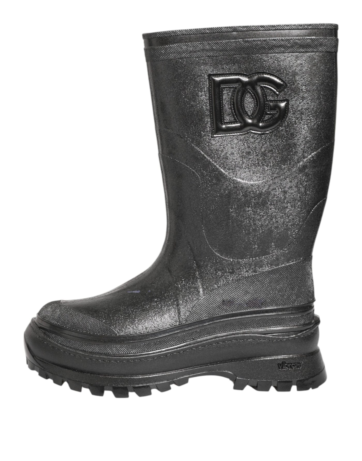 Dolce & Gabbana Metallisch Graue Pull On Regenstiefel Schuhe