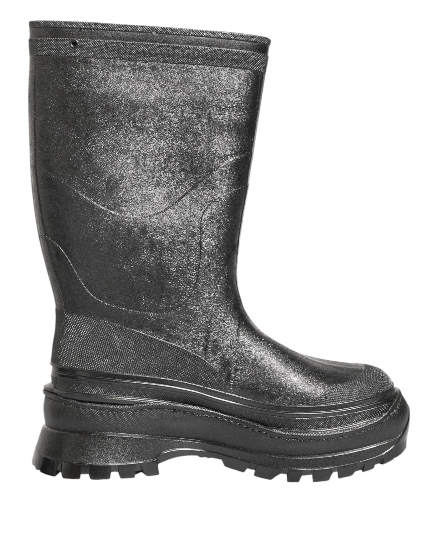 Dolce & Gabbana Metallic Schwarz Pull On Regen Stiefel Schuhe