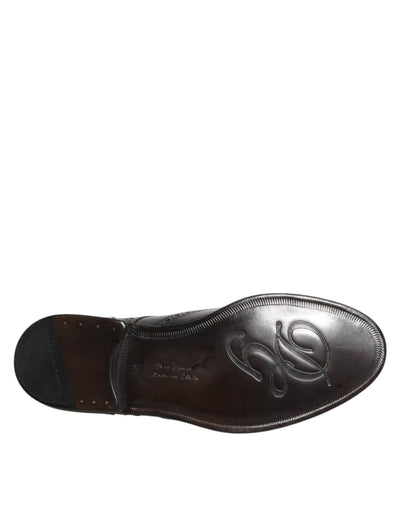 Dolce & Gabbana Schwarzes Leder Derby Wingtip Formelle Schuhe