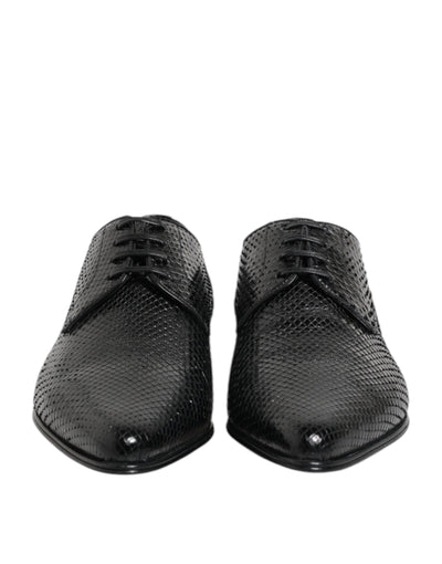 Dolce & Gabbana Schwarze Exotische Leder Schnürschuhe Derby