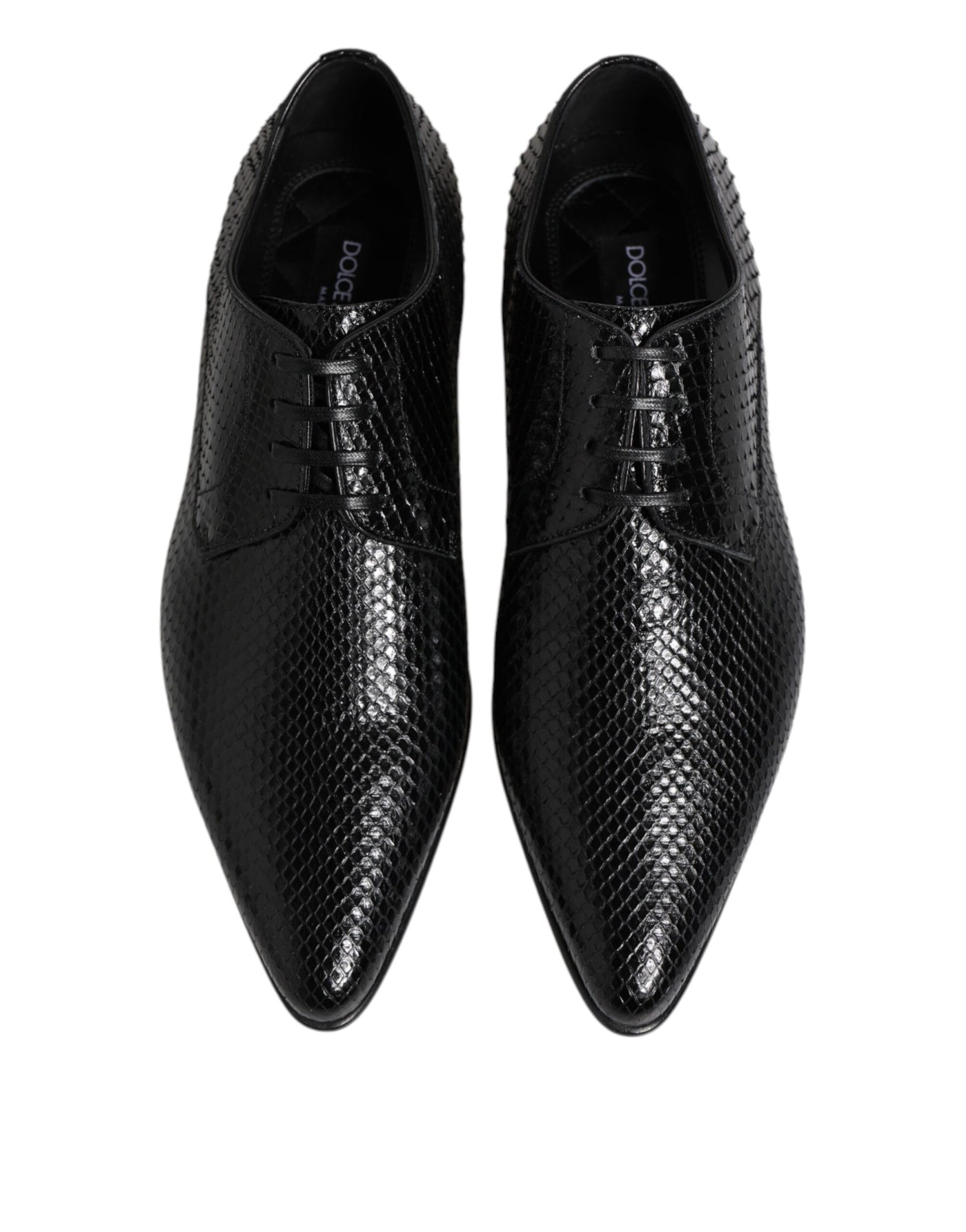Dolce & Gabbana Schwarze Exotische Leder Schnürschuhe Derby