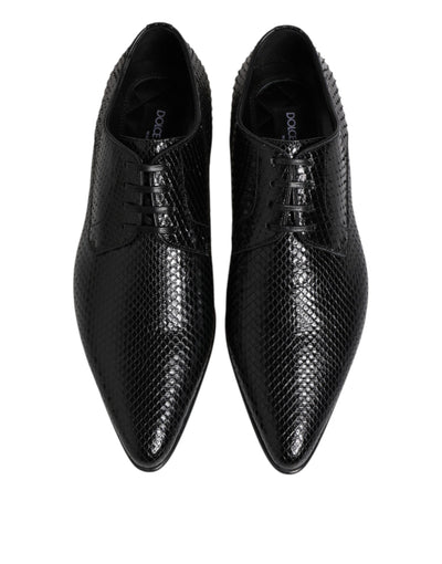 Dolce & Gabbana Schwarze Exotische Leder Schnürschuhe Derby