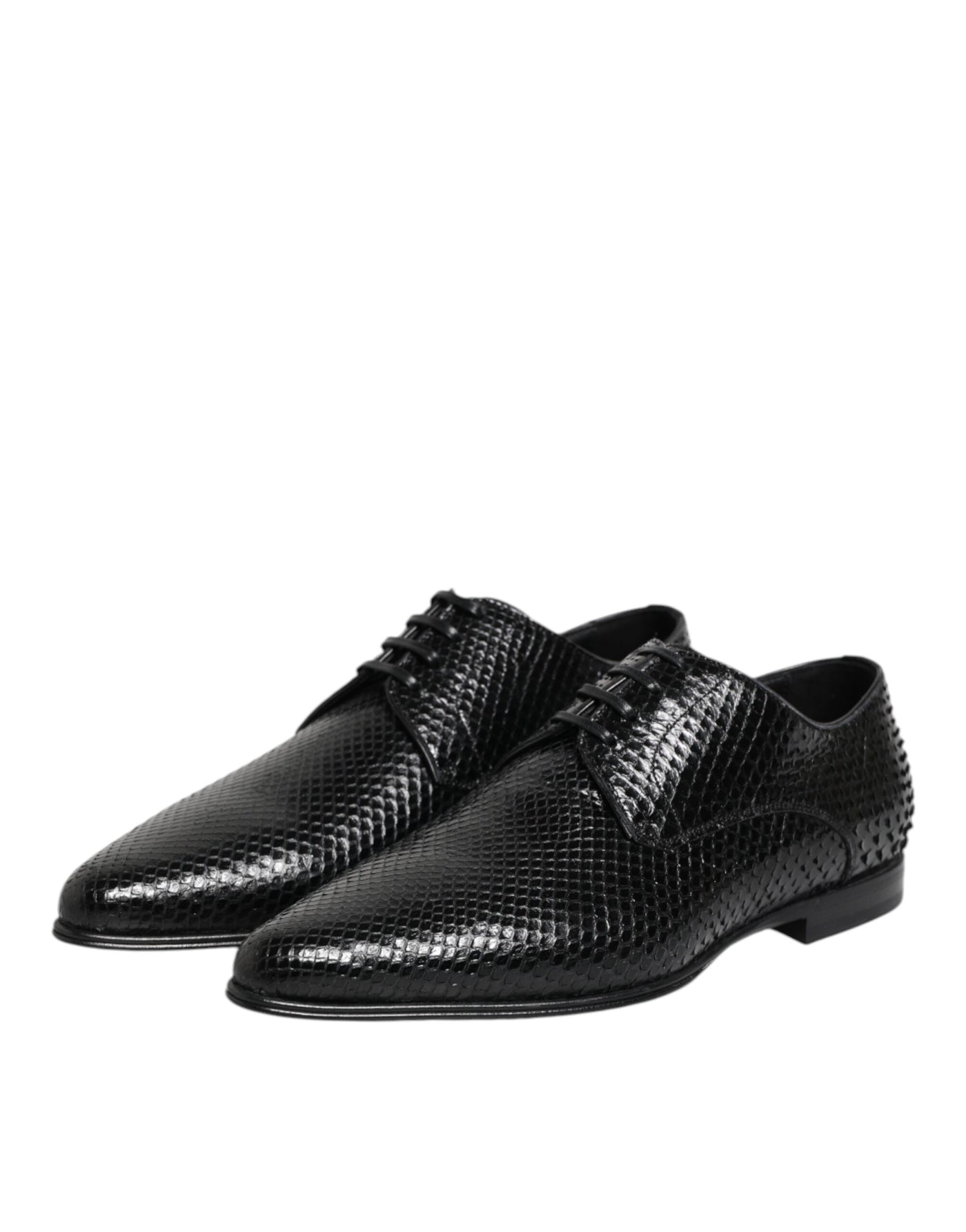 Dolce & Gabbana Schwarze Exotische Leder Schnürschuhe Derby