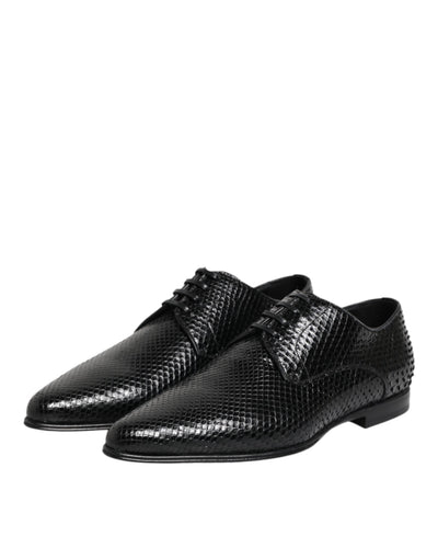 Dolce & Gabbana Schwarze Exotische Leder Schnürschuhe Derby