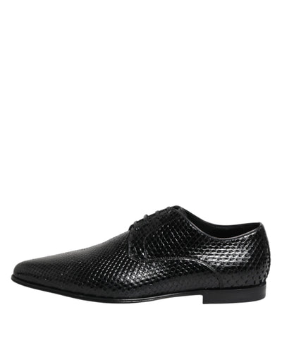 Dolce & Gabbana Schwarze Exotische Leder Schnürschuhe Derby