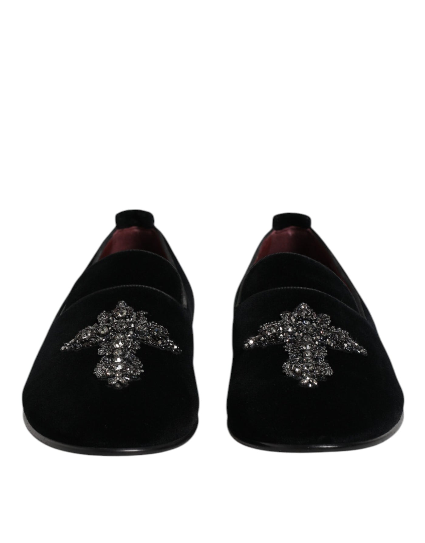 Dolce & Gabbana Schwarz Wildleder Kreuz Slip On Loafers Kleid Schuhe