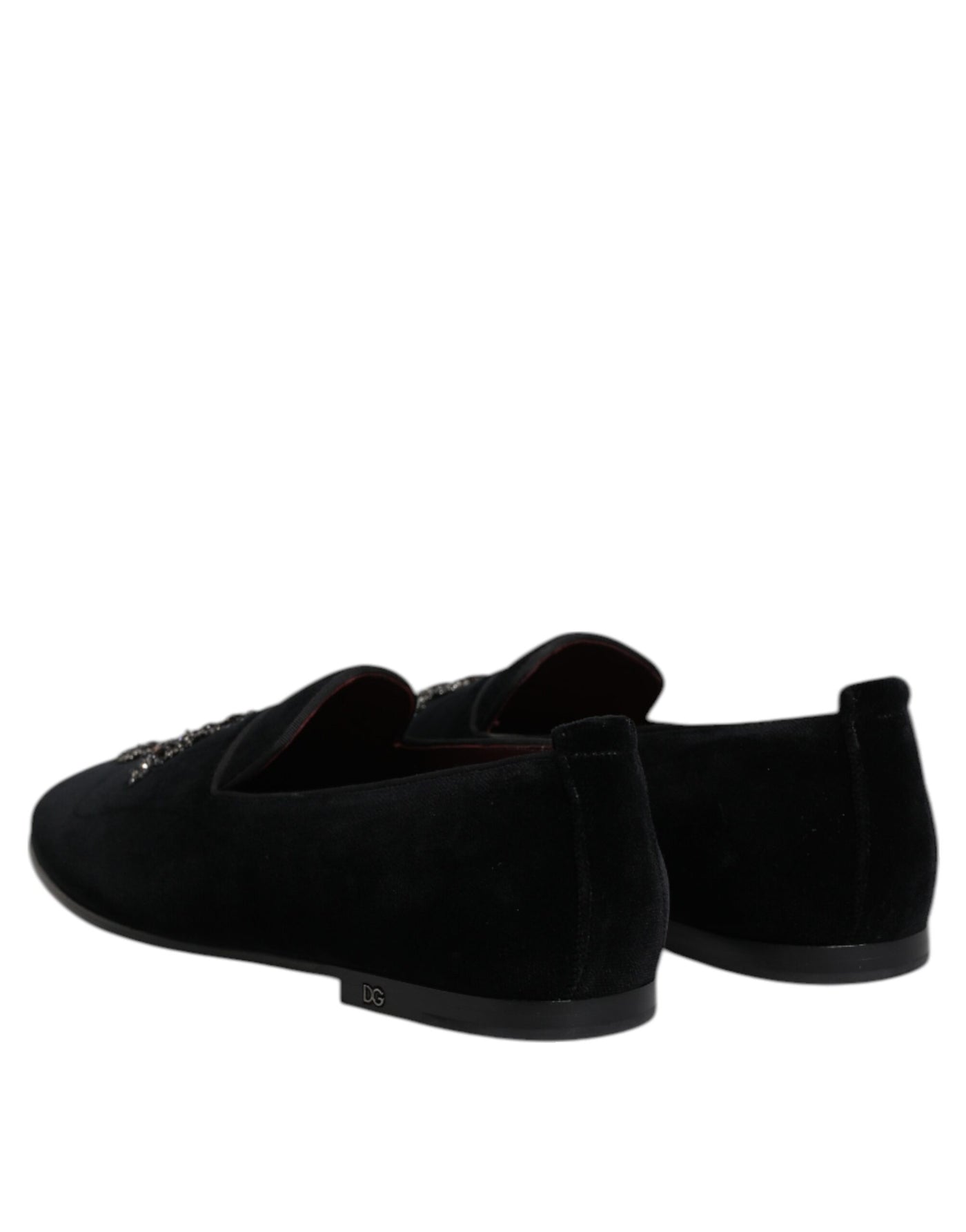 Dolce & Gabbana Schwarz Wildleder Kreuz Slip On Loafers Kleid Schuhe