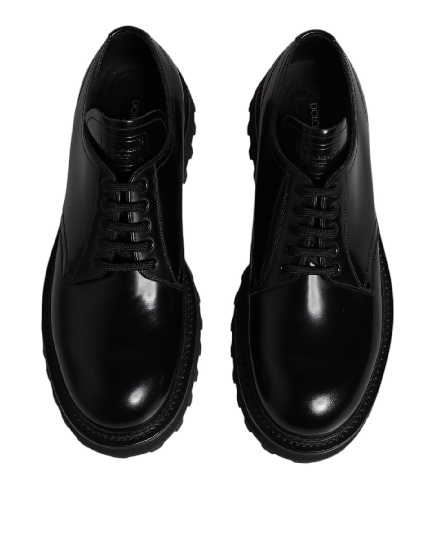Dolce & Gabbana Schwarze Leder-Schnürschuhe für Trekking-Anzüge