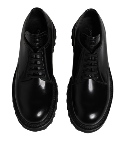 Dolce & Gabbana Schwarze Leder-Schnürschuhe für Trekking-Anzüge