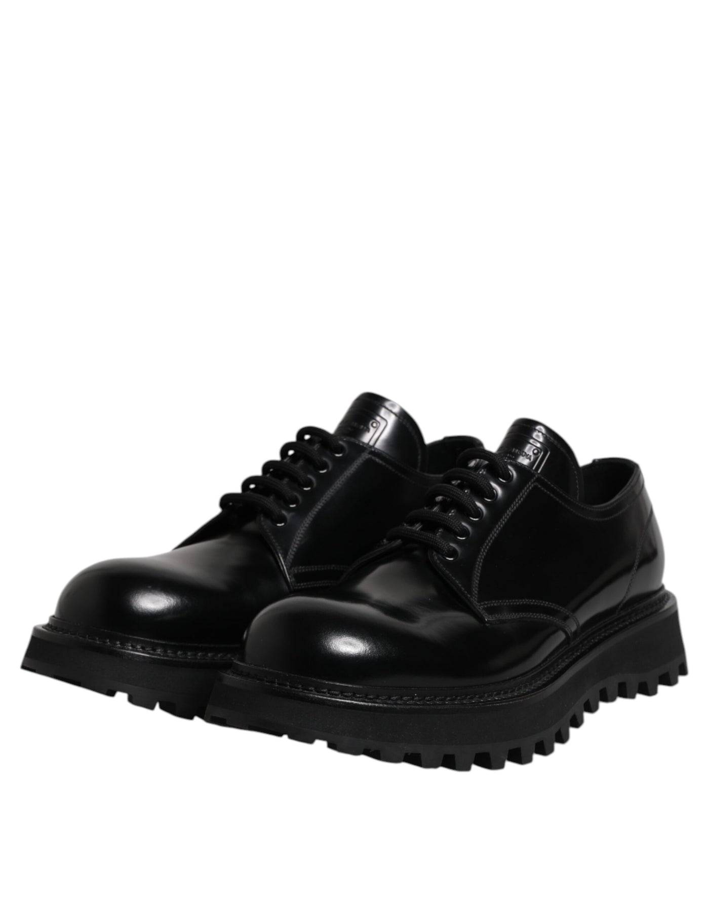 Dolce & Gabbana Schwarze Leder-Schnürschuhe für Trekking-Anzüge