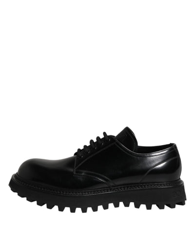 Dolce & Gabbana Schwarze Leder-Schnürschuhe für Trekking-Anzüge