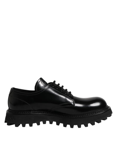 Dolce & Gabbana Schwarze Leder-Schnürschuhe für Trekking-Anzüge