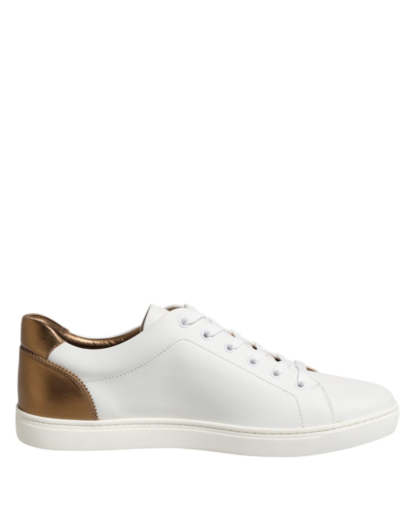 Dolce & Gabbana Weiß Braun Leder Low Top Männer Turnschuhe Schuhe