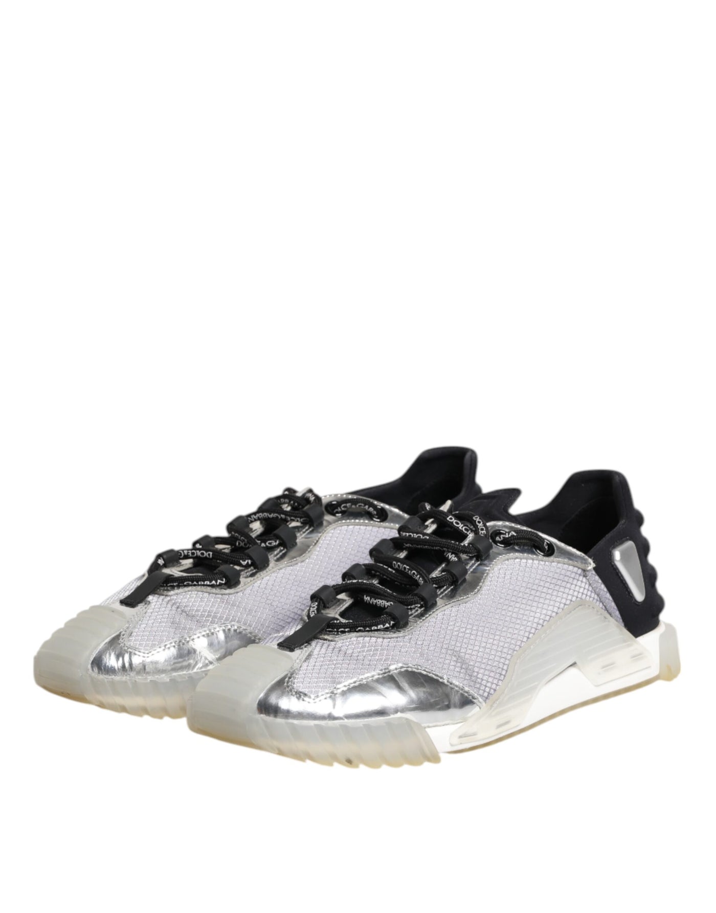 Dolce & Gabbana Schwarz Silber NS1 Männer Low Top Sneakers Schuhe