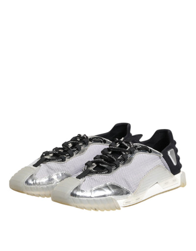 Dolce & Gabbana Schwarz Silber NS1 Männer Low Top Sneakers Schuhe