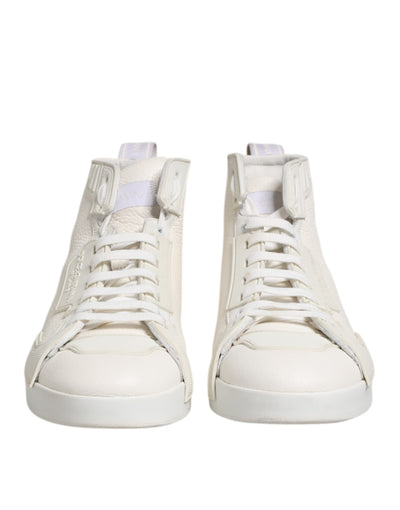 Dolce & Gabbana Weiße Leder Mid Top Sneakers Schuhe