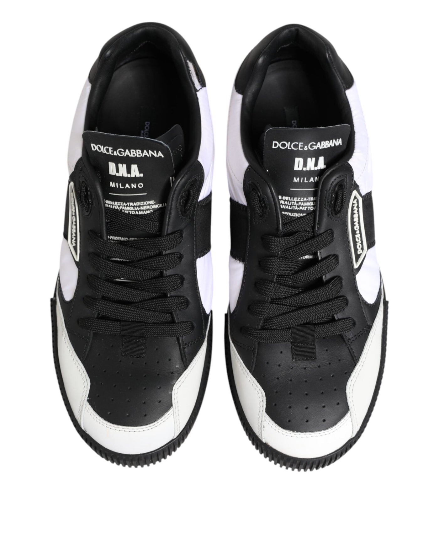 Dolce & Gabbana Schwarz Weiß Leder MIAMI Low Top Sneakers Schuhe