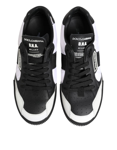 Dolce & Gabbana Schwarz Weiß Leder MIAMI Low Top Sneakers Schuhe