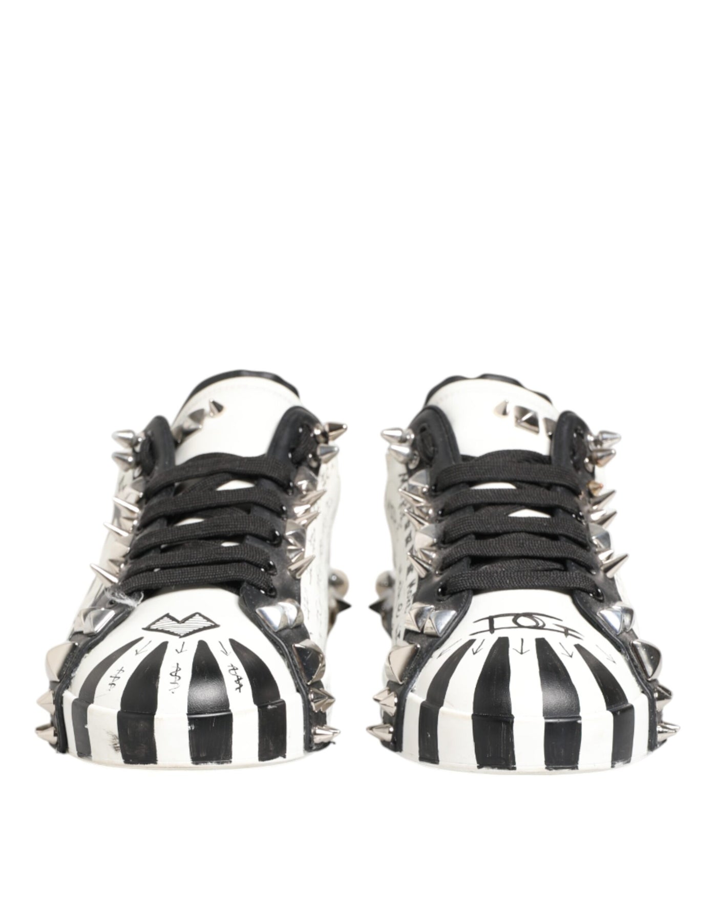 Dolce & Gabbana Weiße Nieten bedruckte Low Top Sneakers Schuhe