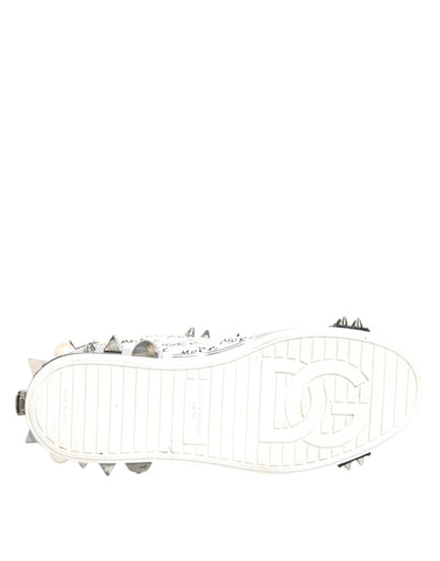 Dolce & Gabbana Weiße Nieten bedruckte Low Top Sneakers Schuhe