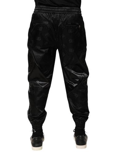 Dolce & Gabbana Schwarze Logo DG Print Herren Jogger Sweatpants Hosen