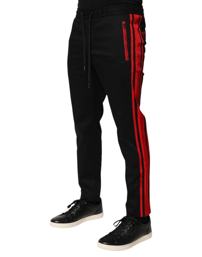 Dolce & Gabbana Rot gestreifte Baumwoll-Logo-Jogger-Sweatpants