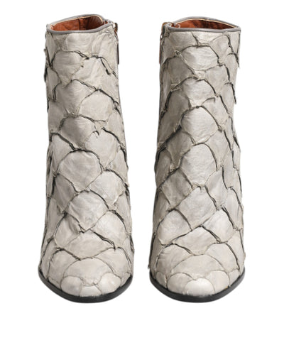 Dolce & Gabbana Aus weißem Leder Heels Stiefeletten Schuhe