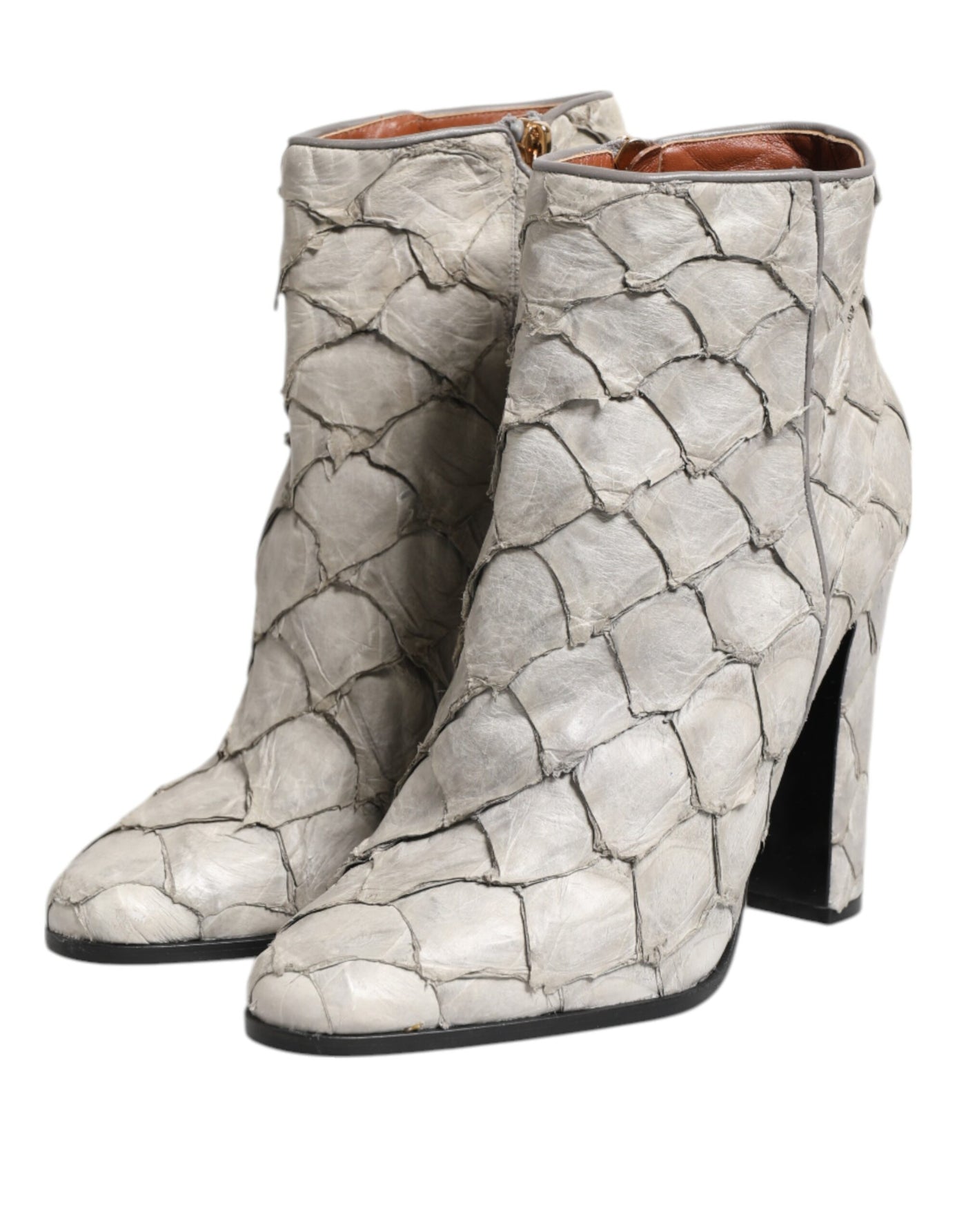 Dolce & Gabbana Aus weißem Leder Heels Stiefeletten Schuhe