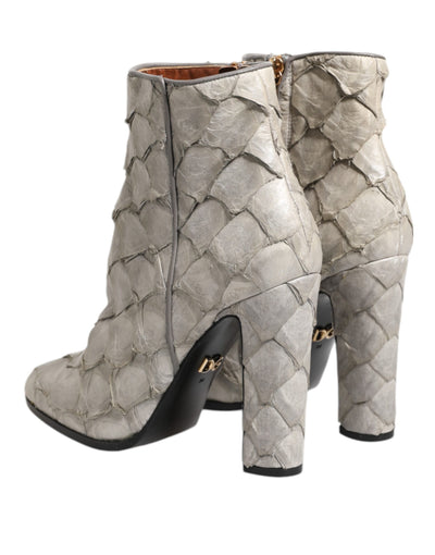 Dolce & Gabbana Aus weißem Leder Heels Stiefeletten Schuhe