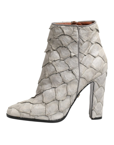 Dolce & Gabbana Aus weißem Leder Heels Stiefeletten Schuhe