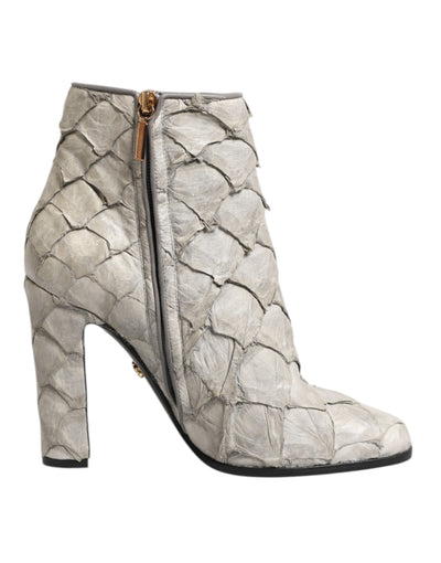 Dolce & Gabbana Aus weißem Leder Heels Stiefeletten Schuhe