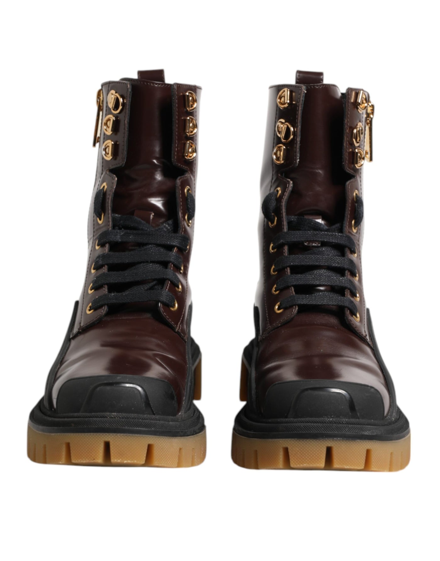 Dolce & Gabbana Maroon Leder Mid Calf Biker Stiefel Schuhe