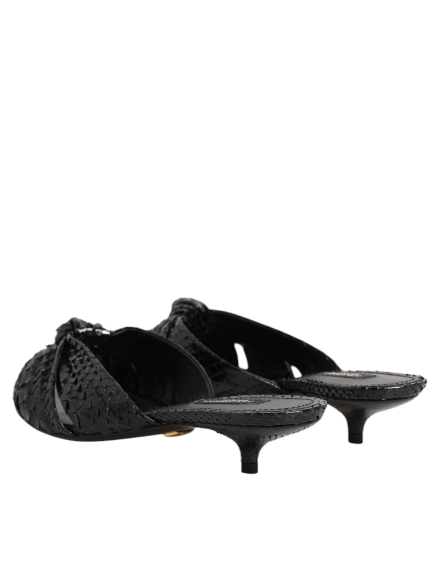 Dolce & Gabbana Schwarz Leder Absätze Sandalen Schuhe