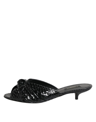 Dolce & Gabbana Schwarz Leder Absätze Sandalen Schuhe