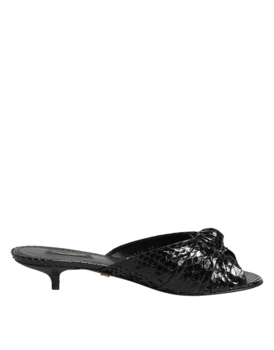 Dolce & Gabbana Schwarz Leder Absätze Sandalen Schuhe