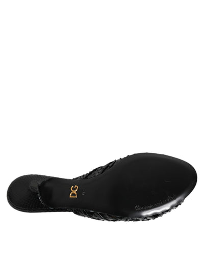 Dolce & Gabbana Schwarz Leder Absätze Sandalen Schuhe
