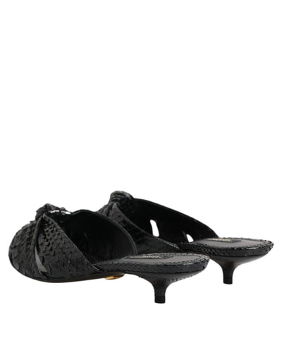 Dolce & Gabbana Schwarz Leder Absätze Sandalen Schuhe