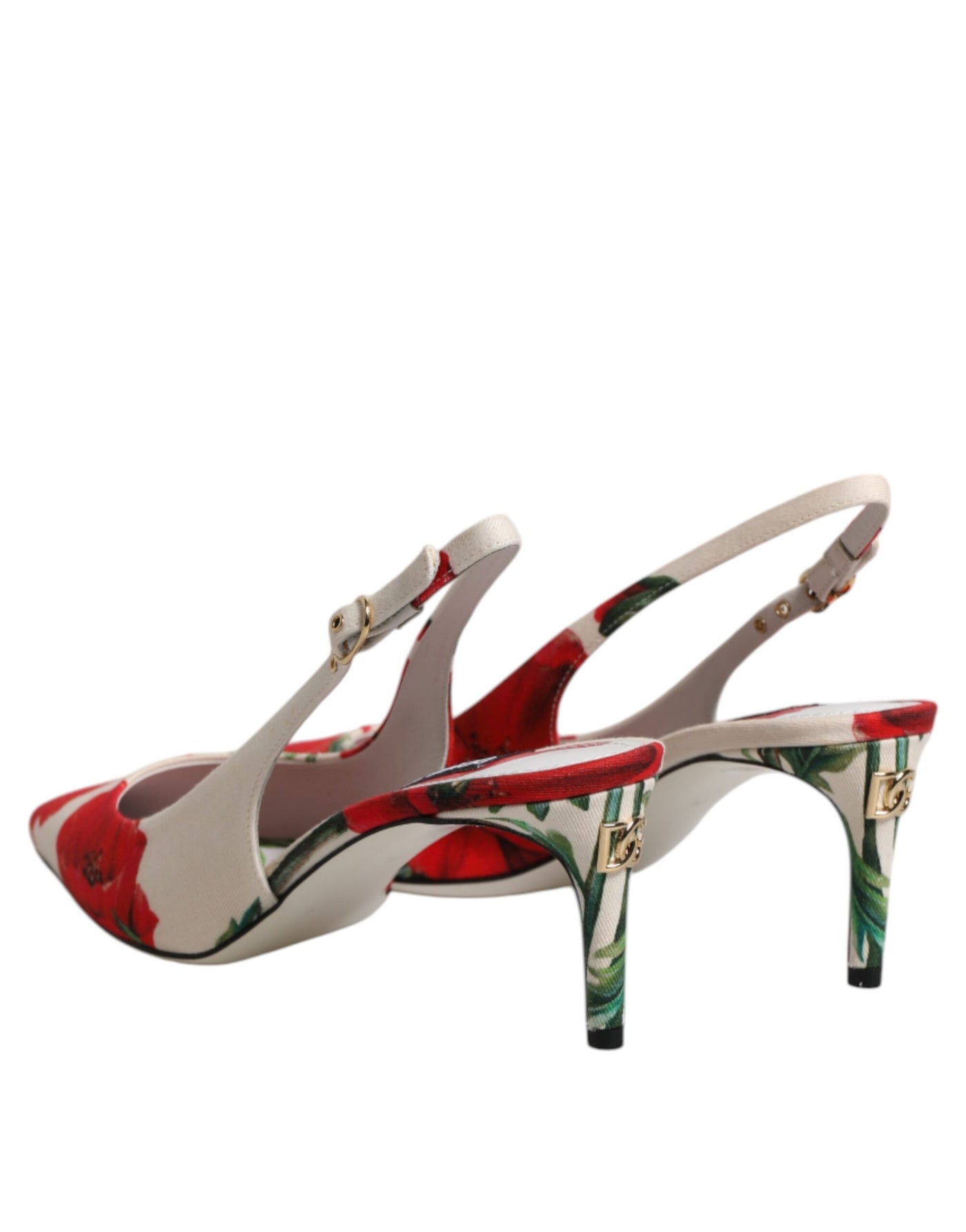 Dolce & Gabbana Weiß Floral Heels Slingback Sandalen Schuhe
