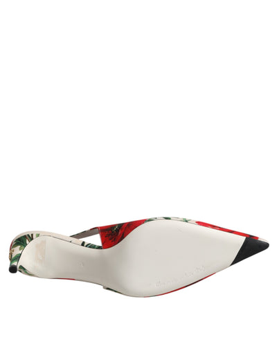Dolce & Gabbana Weiß Floral Heels Slingback Sandalen Schuhe
