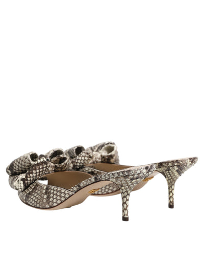 Dolce & Gabbana Multicolor Keira Schleife Leder Peep Toe Mules Schuhe