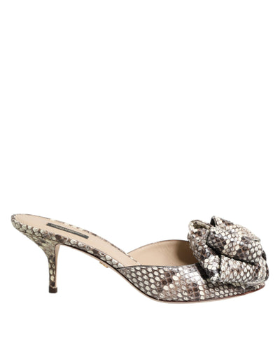 Dolce & Gabbana Multicolor Keira Schleife Leder Peep Toe Mules Schuhe