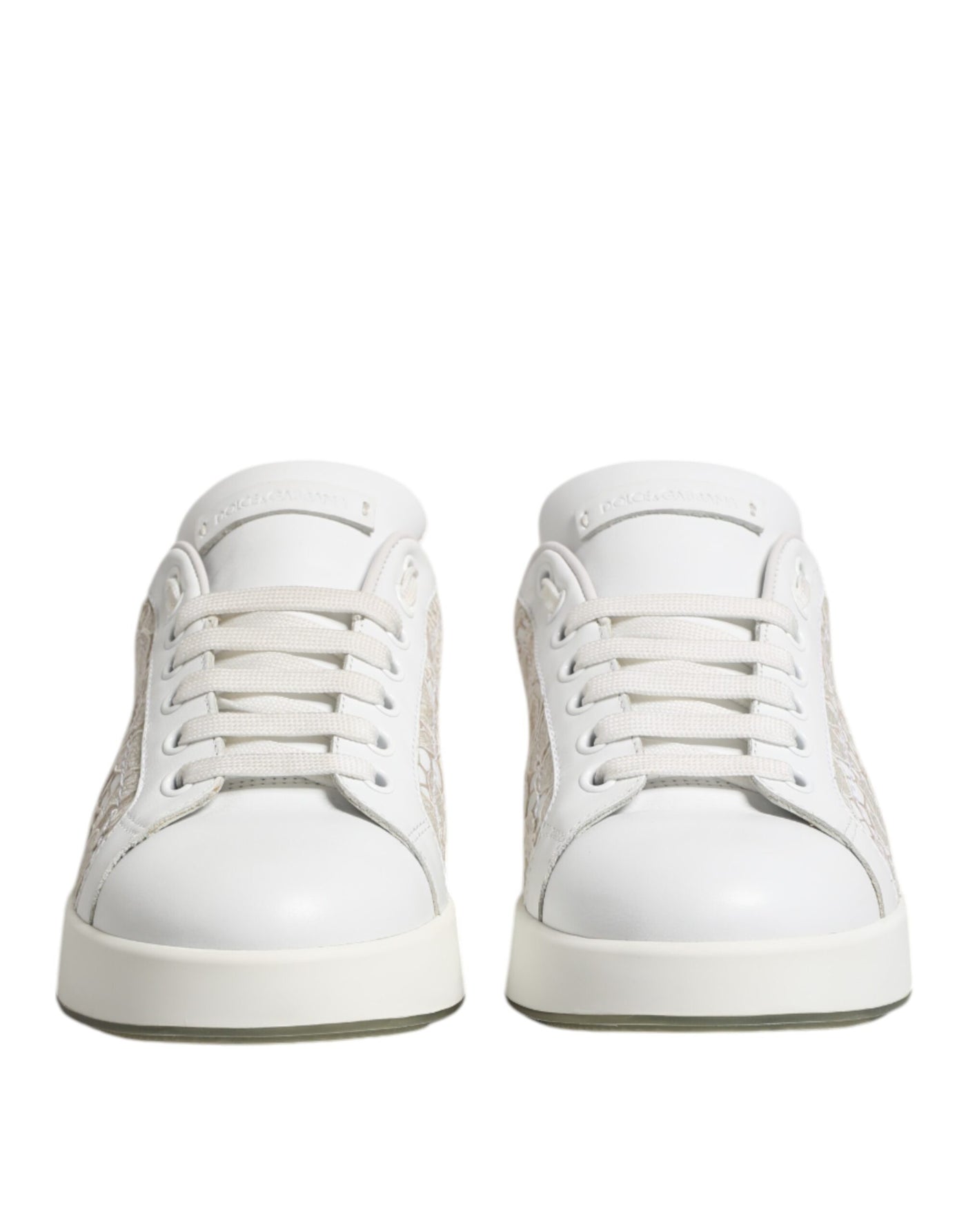 Dolce & Gabbana Weiße Spitze Leder Low Top Sneaker Schuhe