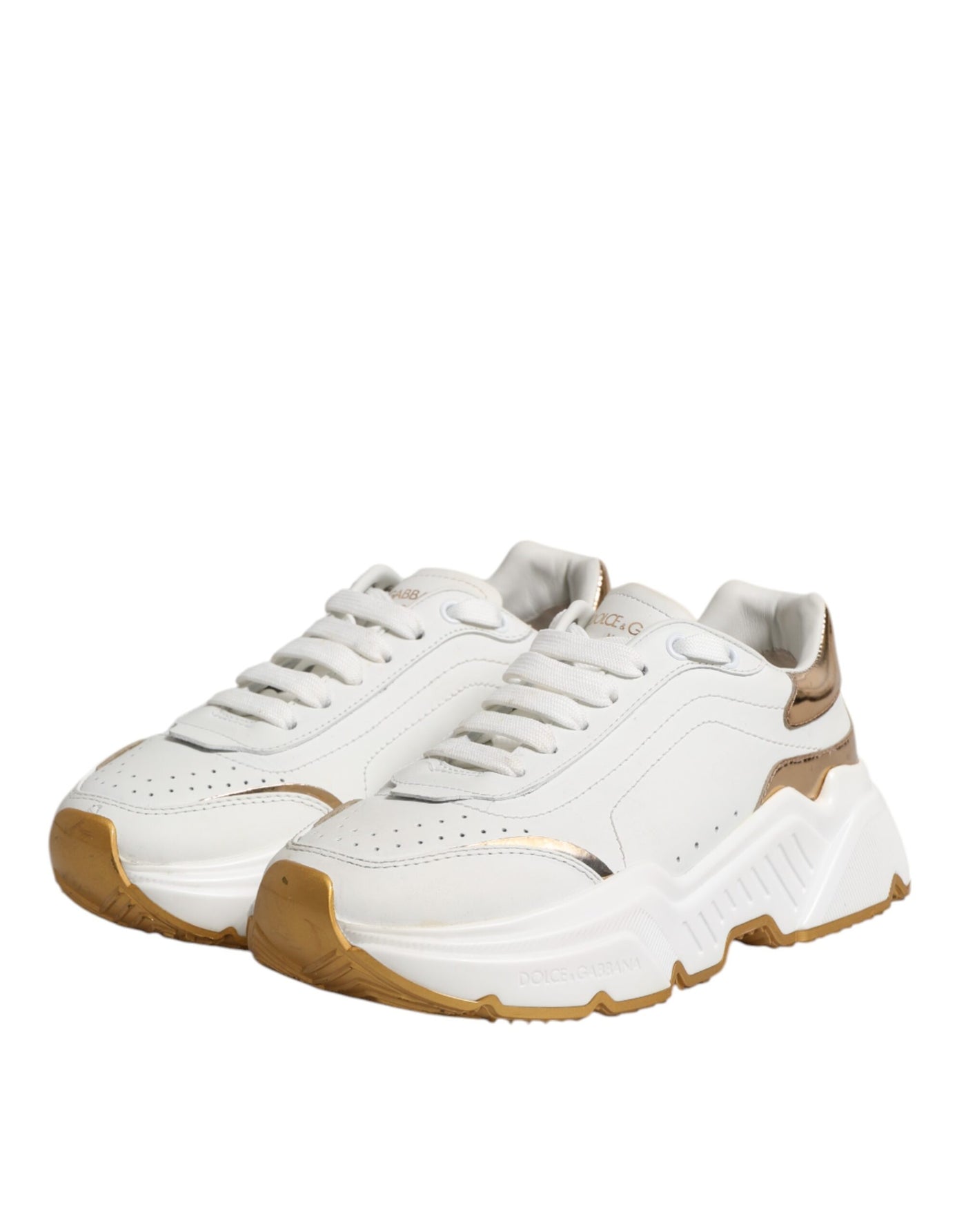 Dolce & Gabbana Weiß Gold Daymaster Low Top Turnschuhe Schuhe