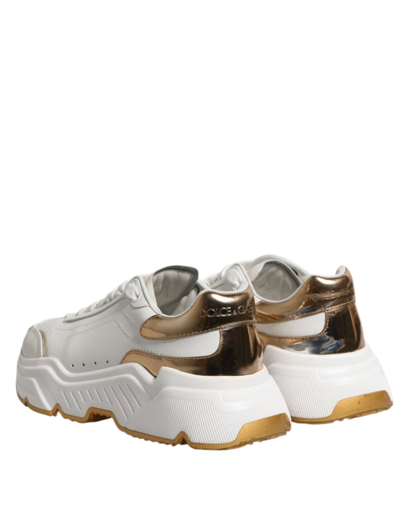 Dolce & Gabbana Weiß Gold Daymaster Low Top Turnschuhe Schuhe