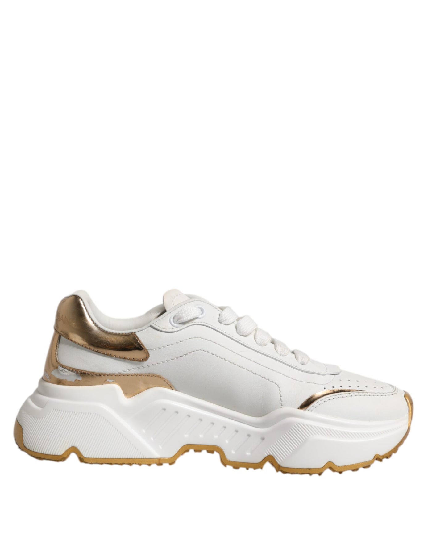 Dolce & Gabbana Weiß Gold Daymaster Low Top Turnschuhe Schuhe