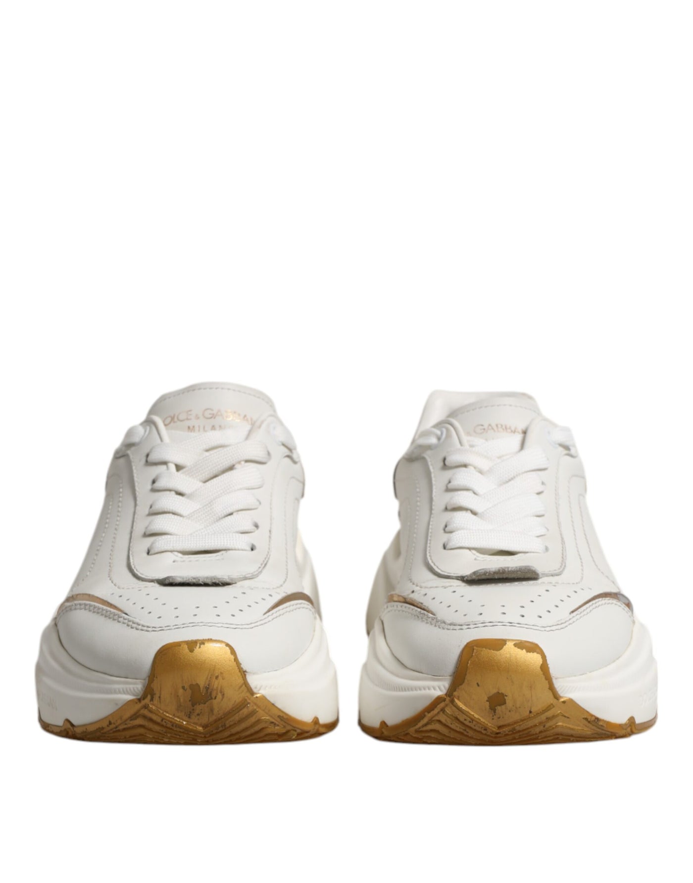 Dolce & Gabbana Weiß Gold Daymaster Low Top Turnschuhe Schuhe
