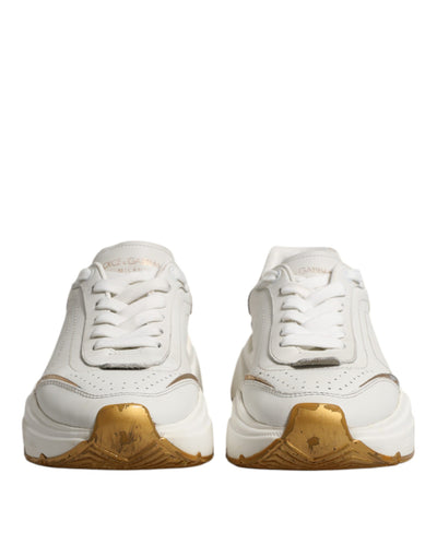 Dolce & Gabbana Weiß Gold Daymaster Low Top Turnschuhe Schuhe
