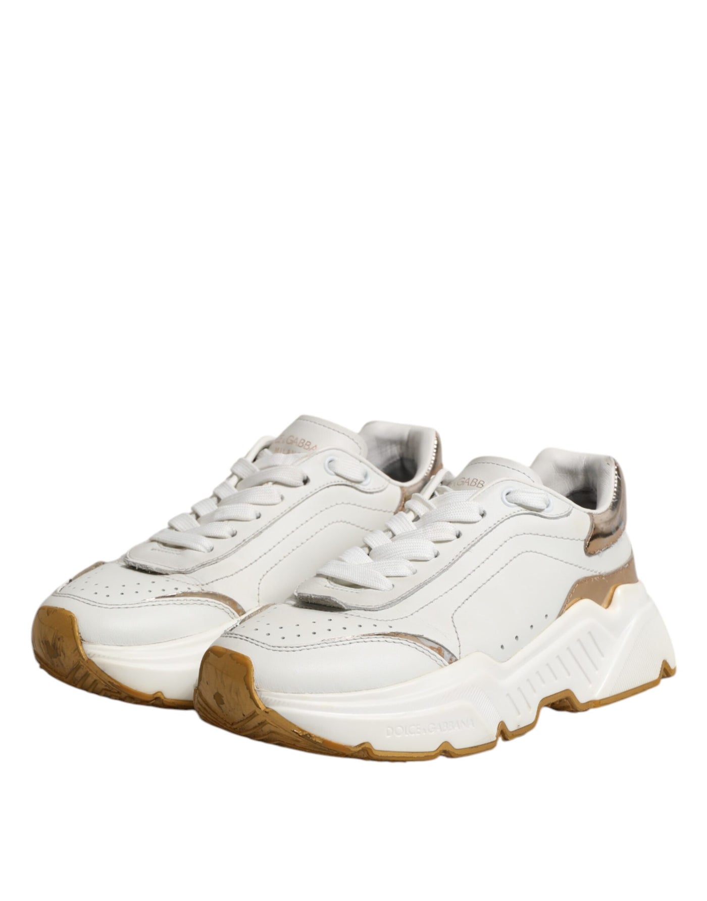 Dolce & Gabbana Weiß Gold Daymaster Low Top Turnschuhe Schuhe